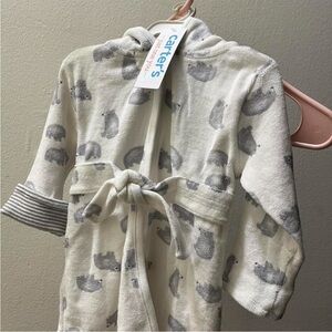 Carter's White and Gray Animal Print Kids Robe